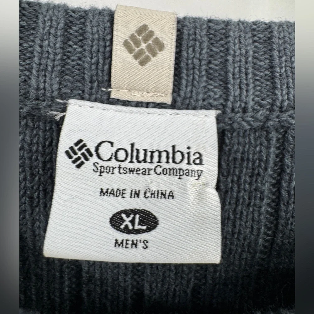 Columbia Sweater Mens XL Dark Blue Cotton Crew Neck Pullover Extra Large Thick